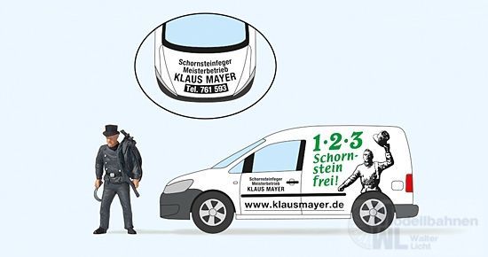 Preiser 33267 - Schornsteinfeger Volkswagen Caddy Fertigmodell H0 1:87 Preiser 33267 - Schornsteinfeger Volkswagen Caddy Fertigmodell H0 1:87