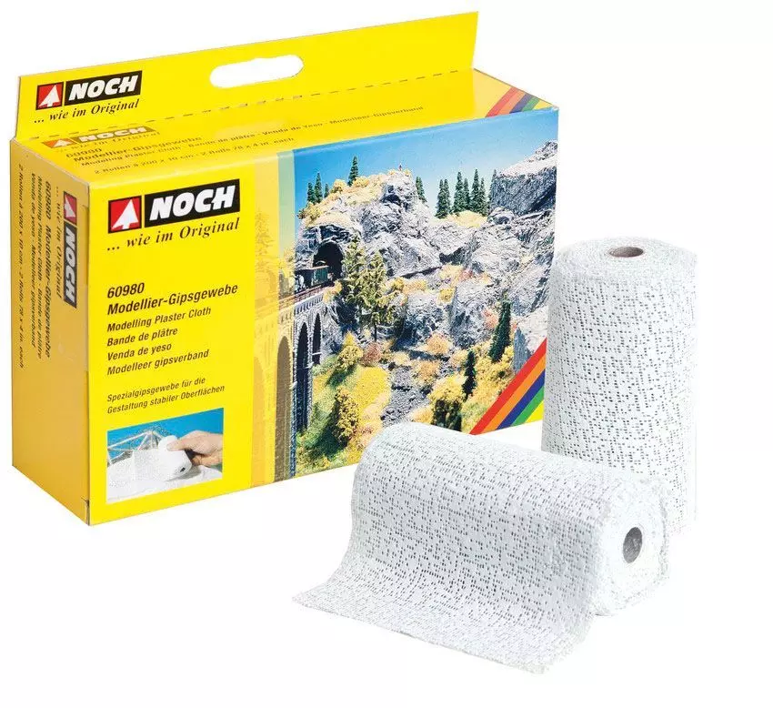 Noch 60980 - Modellier-Gipsgewebe 2 Rollen je 200 x 10 cm G/1/0/H0/H0m/H0e/TT/N/Z