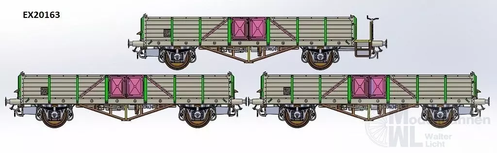 Exact Train 20163 - Güterwagen Set offen DB Ep.III Linz 3.tlg. H0/GL