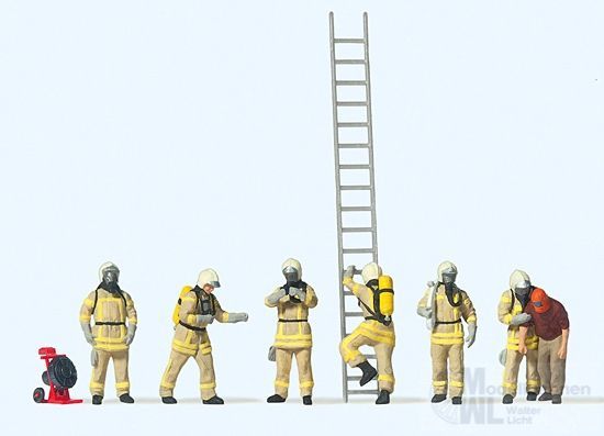 Preiser 10774 - Feuerwehrleute in moderner Einsatzkleidung beige H0 1:87 Preiser 10774 - Feuerwehrleute in moderner Einsatzkleidung beige H0 1:87