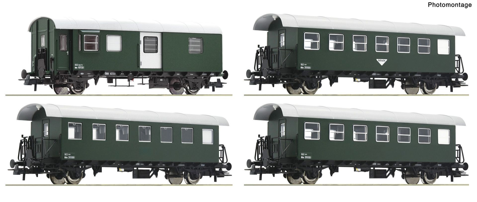 Roco 6200316 - 4er Set Spantenwagen grün ÖBB