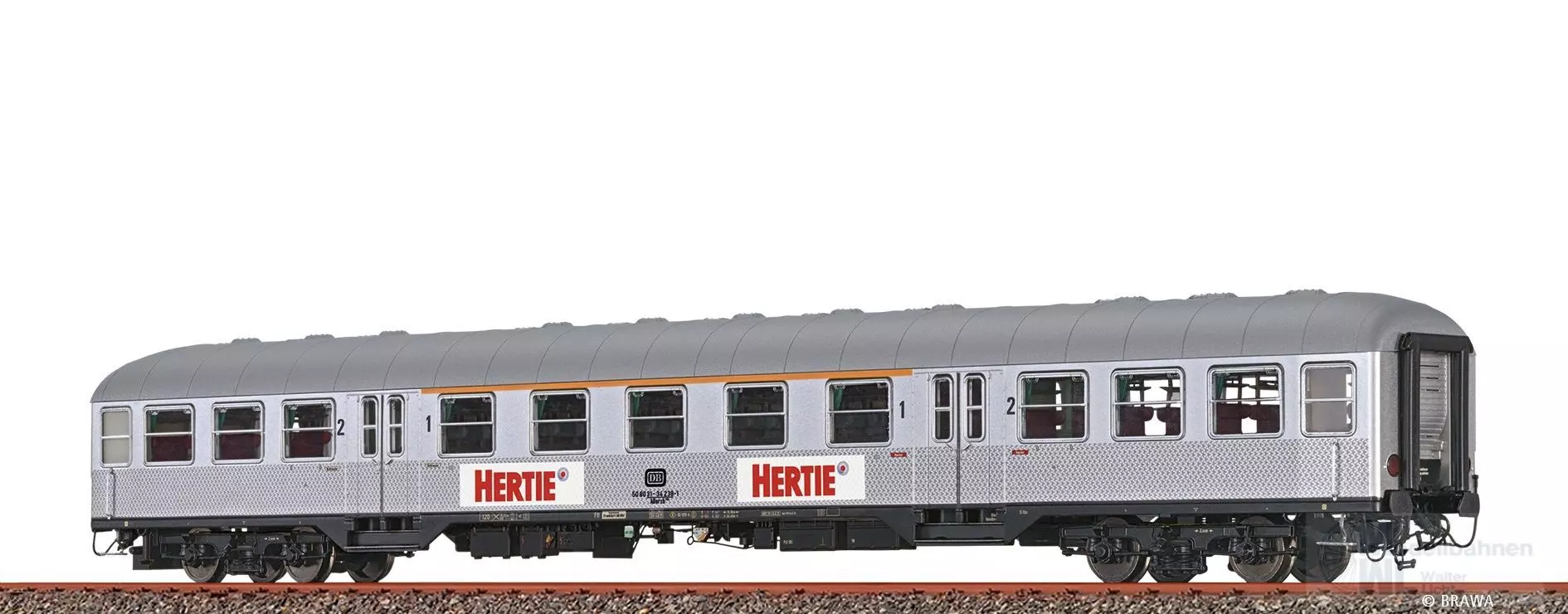 Brawa 46669 - Nahverkehrswagen DB Ep.IV 1/2.KL. ABnrzb 704 Hertie H0/WS Beleuchtung