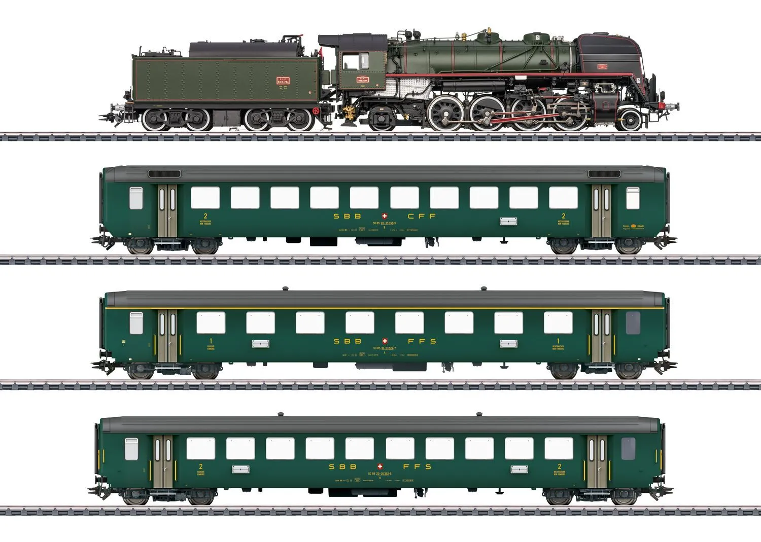 Märklin 26141 - Zugset Museumszug Dampflok 141.R und 3 SBB Wagen H0/WS Sound mfx