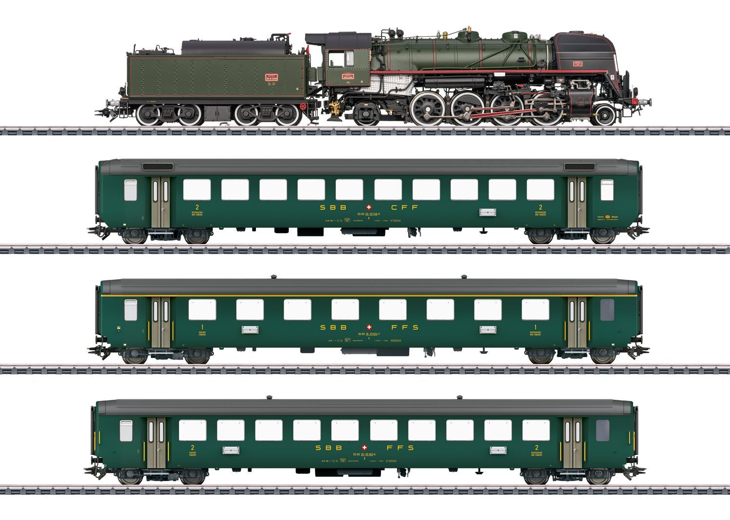 Märklin 26141 - Zugset Museumszug Dampflok 141.R und 3 SBB Wagen H0/WS Sound mfx