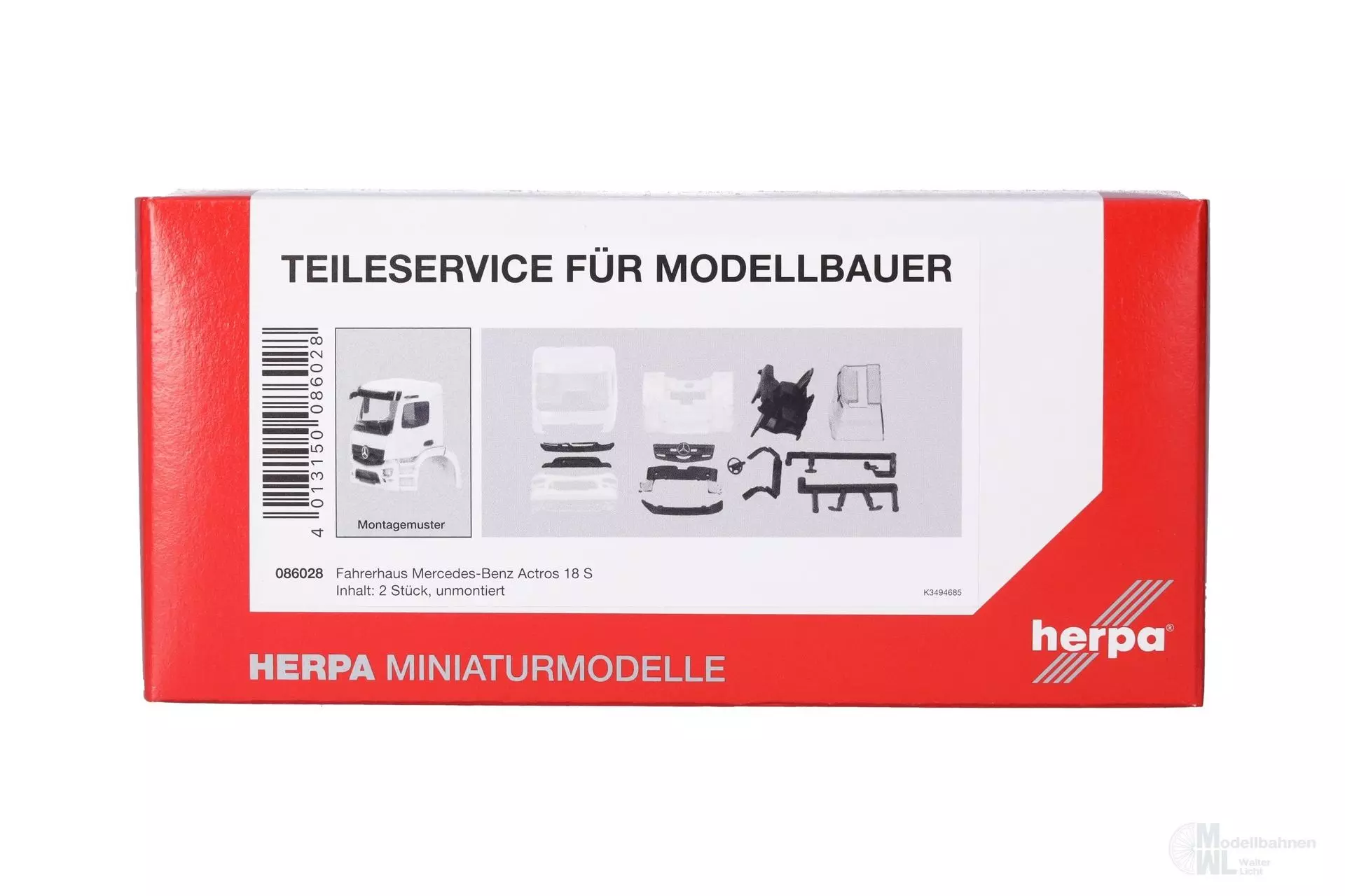 Herpa 086028 - Teileservice FH MB Actros S weiß 2 Stück H0 1:87