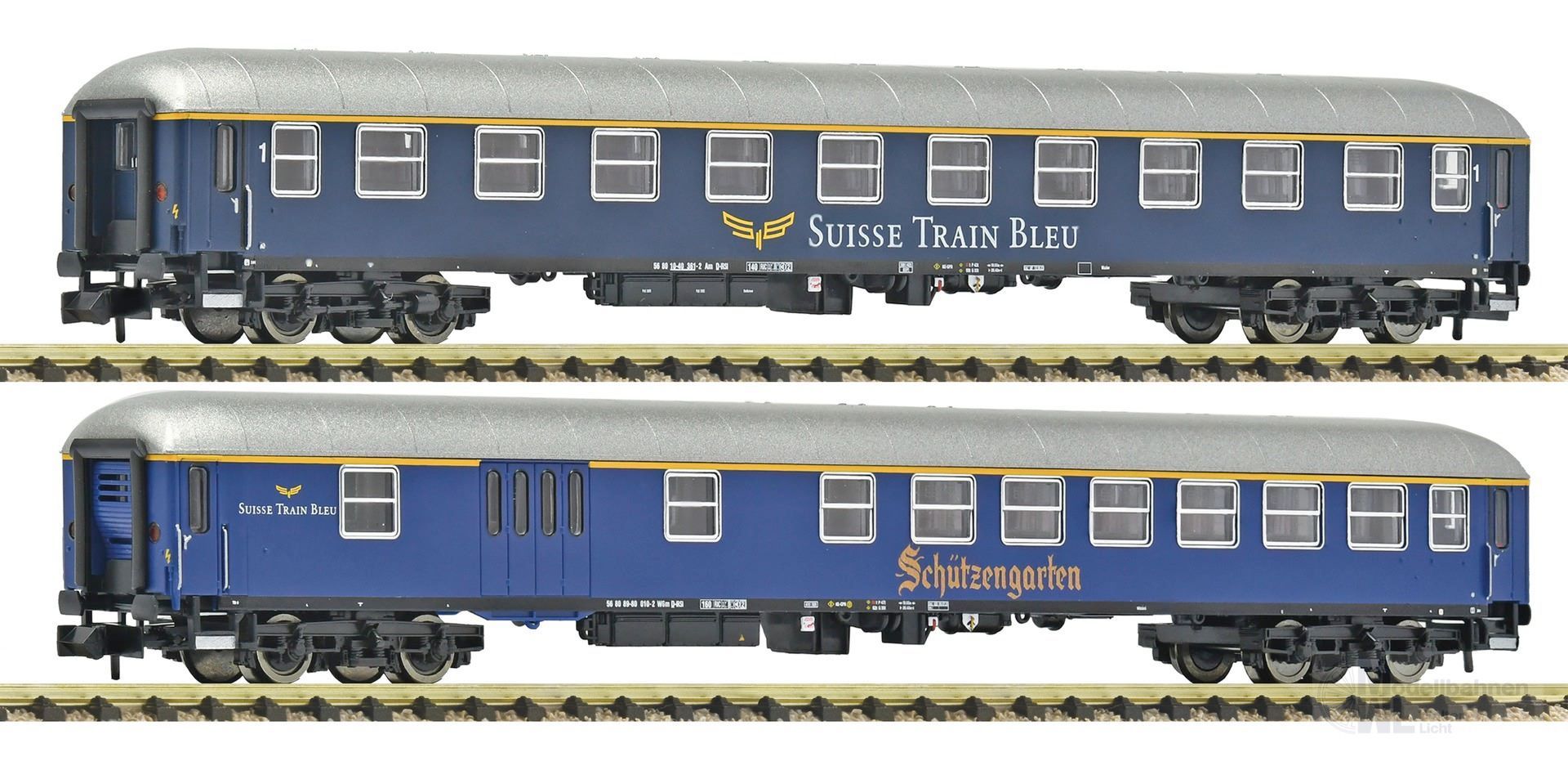 Fleischmann 6260083 - Schnellzugwagen Set Suisse Train Bleu Ep.VI 2.tlg. Set 1 N 1:160