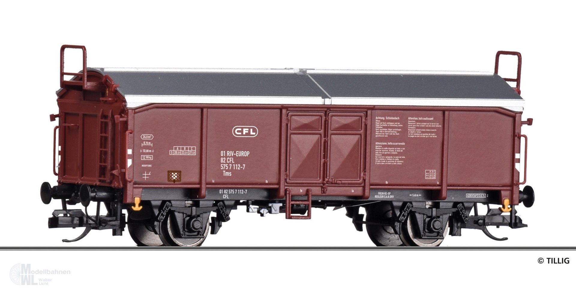 Tillig 17683 - Schiebedachwagen CFL TT 1:120 Tillig 17683 - Schiebedachwagen CFL TT 1:120