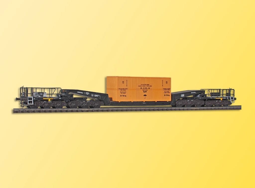 Kibri 16510 - Waggon UNION Schienentiefladewagen Uaais 819 mit Übersee Holzkiste H0 1:87