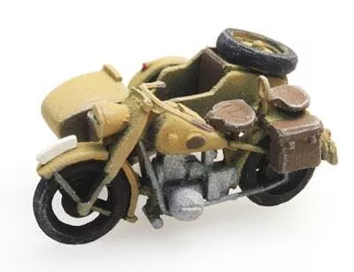 ARTITEC b.v. 387.44-YW - Motaorrad BMW R 75+Beiwagen gelb Deutsche Wehrmacht H0 1:87