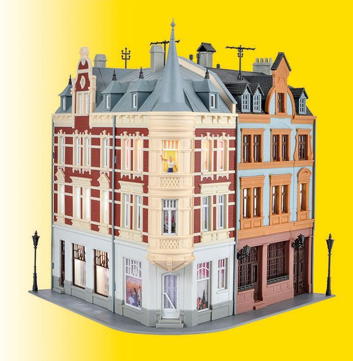 Kibri 38295 - Stadthaus mit Figur und Hausbeleuchtungs- Startset Funktionsbausatz H0 1:87