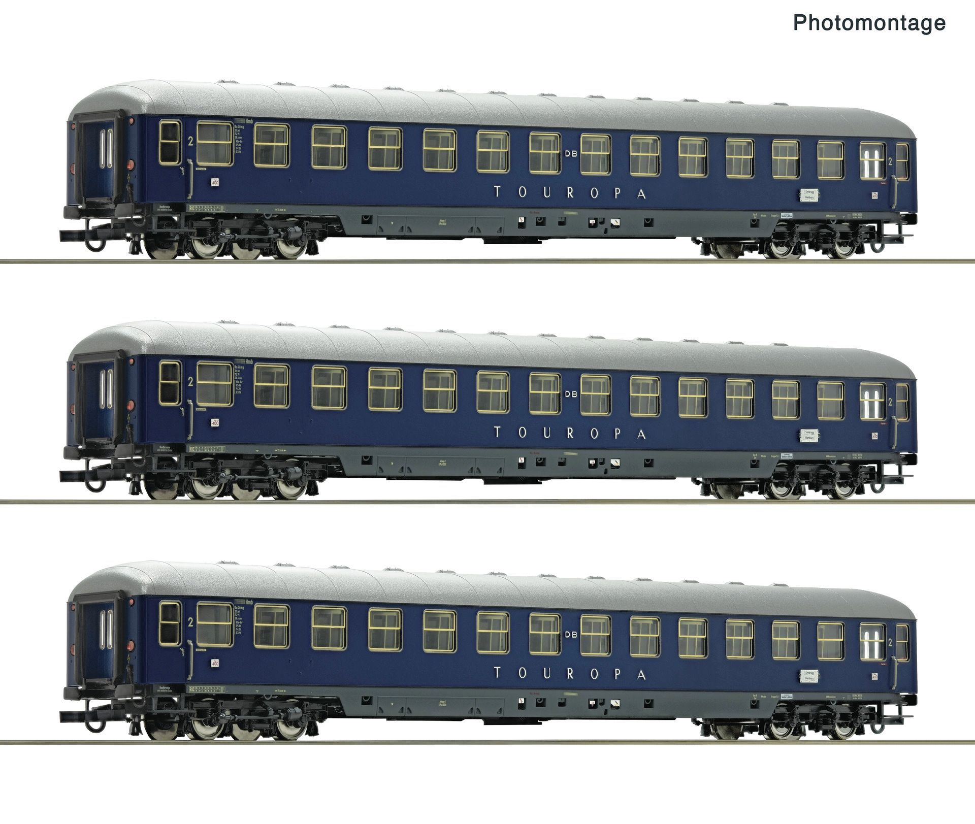 Roco 6200305 - Liegewagen Set Touropa Wagen DB Ep.III 3.tlg. H0/GL