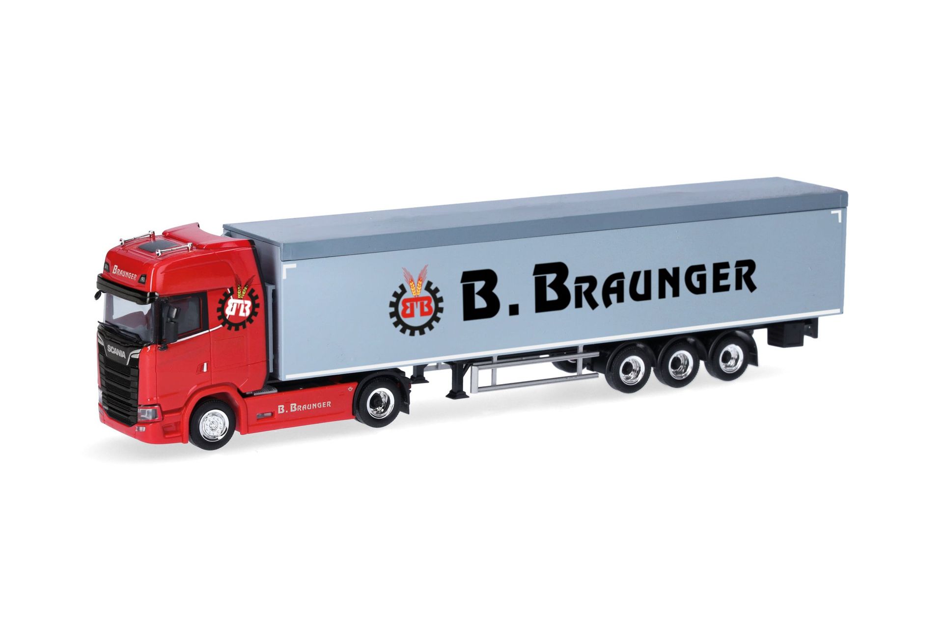 Herpa 321136 - Scania CS 20 Hochdach Schubboden-Sattelzug Braunger H0 1:87