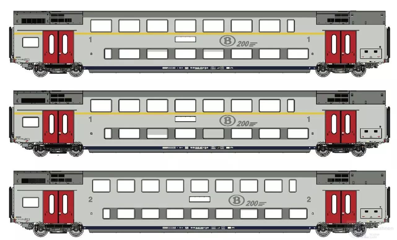 LS Models 43104DC - Doppelstockwagen Set SNCB Ep.VI M6 A+A+B 3.tlg. H0/GL