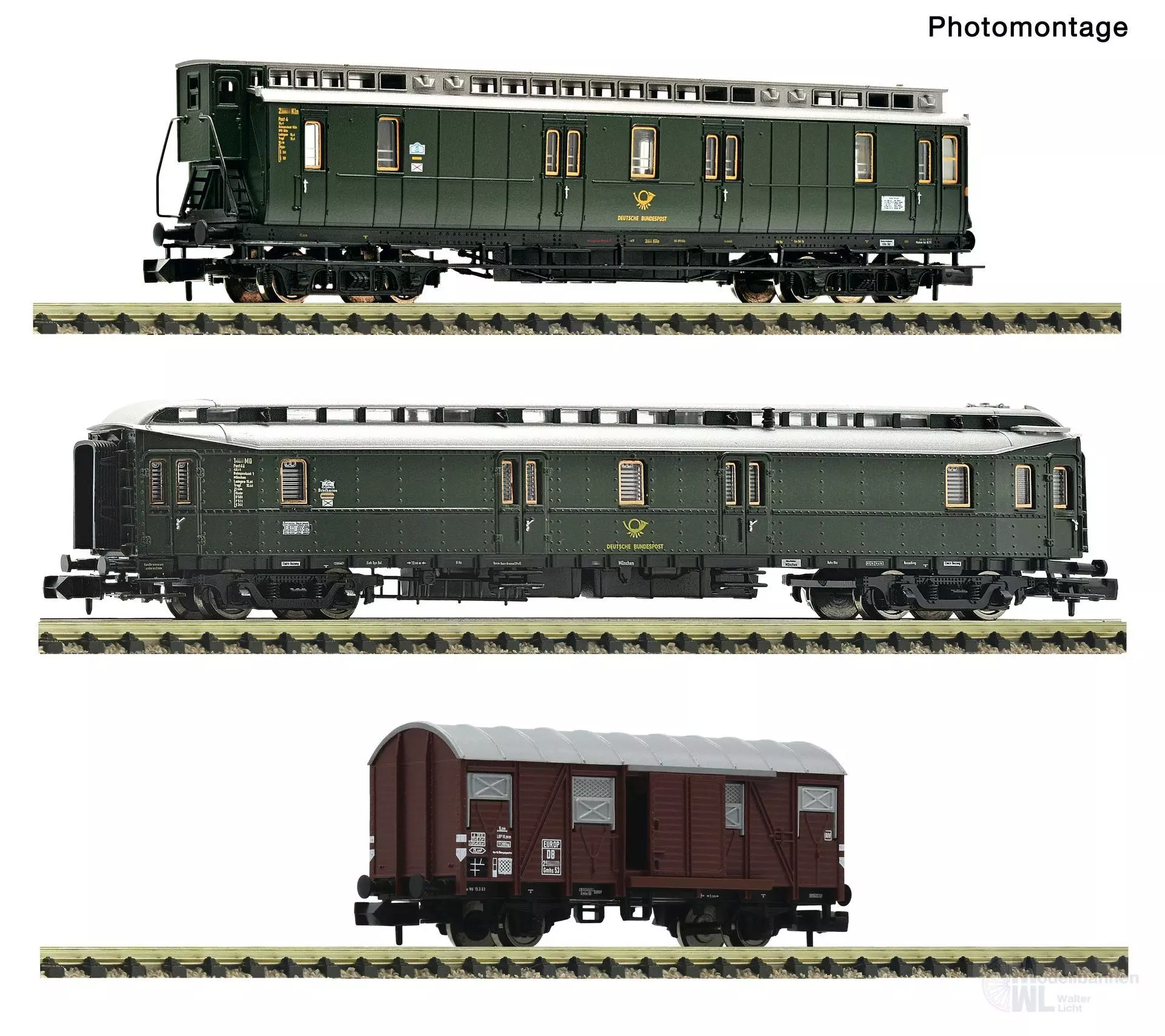 Fleischmann 6660168 - Postzugwagen Set DB Ep.III 3.tlg. N 1:160