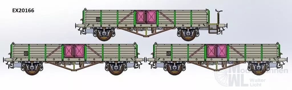 Exact Train 20166 - Güterwagen Set offen ÖBB Ep.III Linz 3.tlg. H0/GL