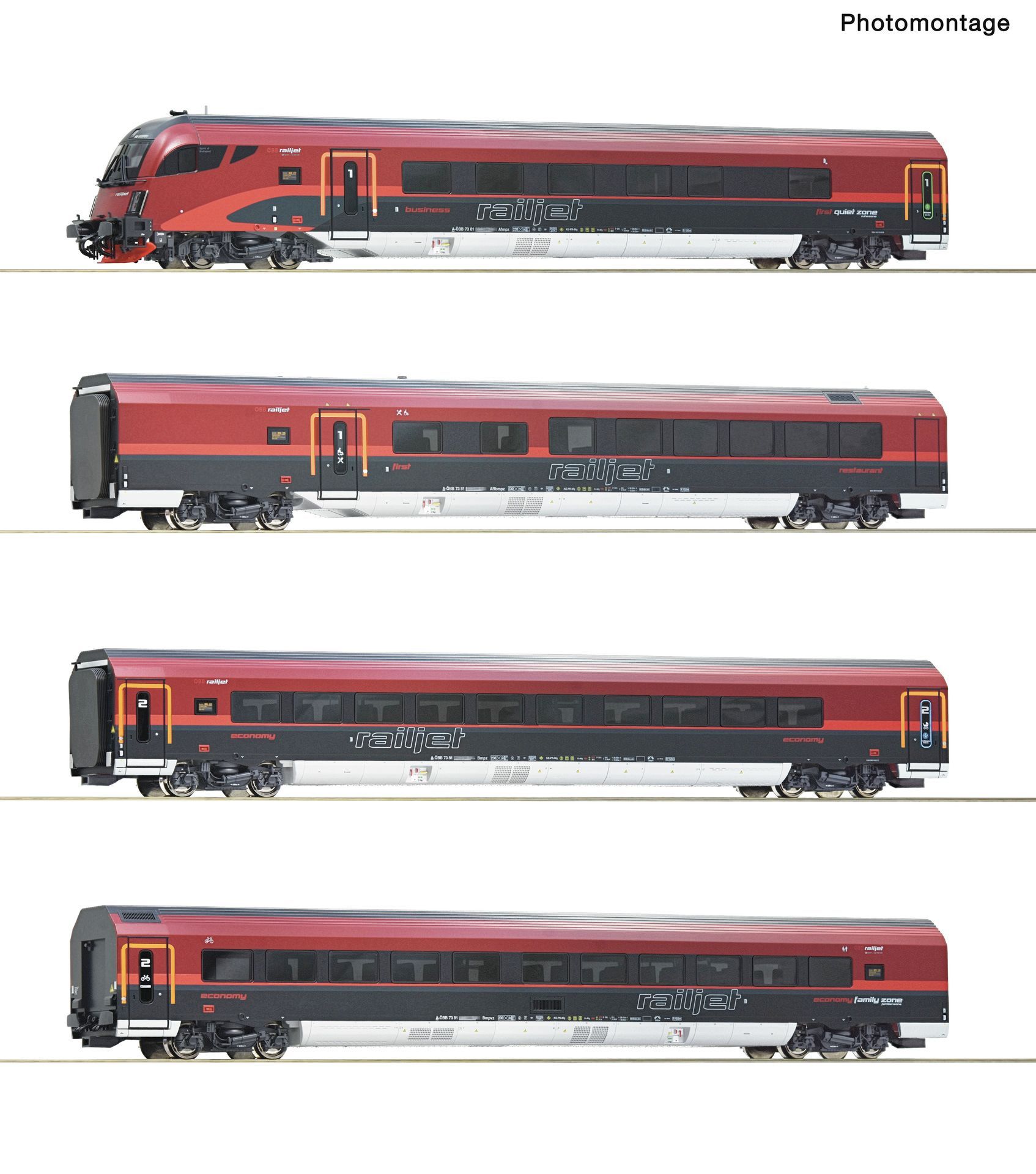 Roco 6200309 - 4er Set Railjet 1 ÖBB