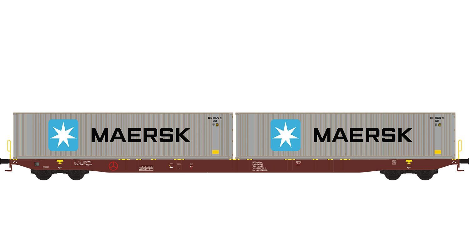 Hobbytrain 23101 - Containerwagen Sggnss'80 Metrans Ep.VI N 1:160