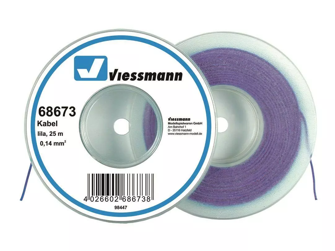 Viessmann 68673 - Kabel auf Abrollspule 0,14mm lila 25 Meter