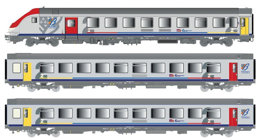 LS Models 41233AC - Personenwagen Set SNCF Ep.VI VU+VTU TER Bourgogne 3.tlg. H0/WS