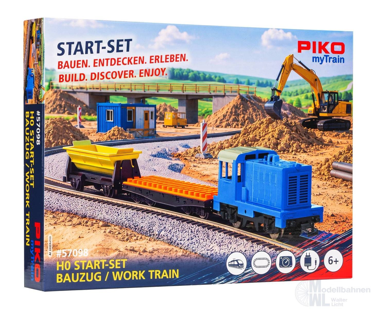 Piko 57098 - Start-Set PIKO myTrain Diesellok mit Klemmbaustein- und Selbstentladewg.