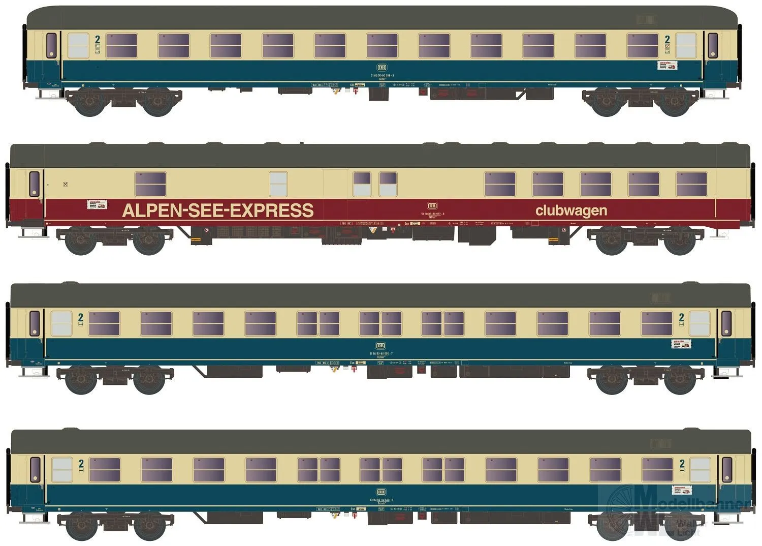 LS Models 96033DC - Personenwagen Set DB Ep.IV Alpenseeexpress 4.tlg. H0/GL