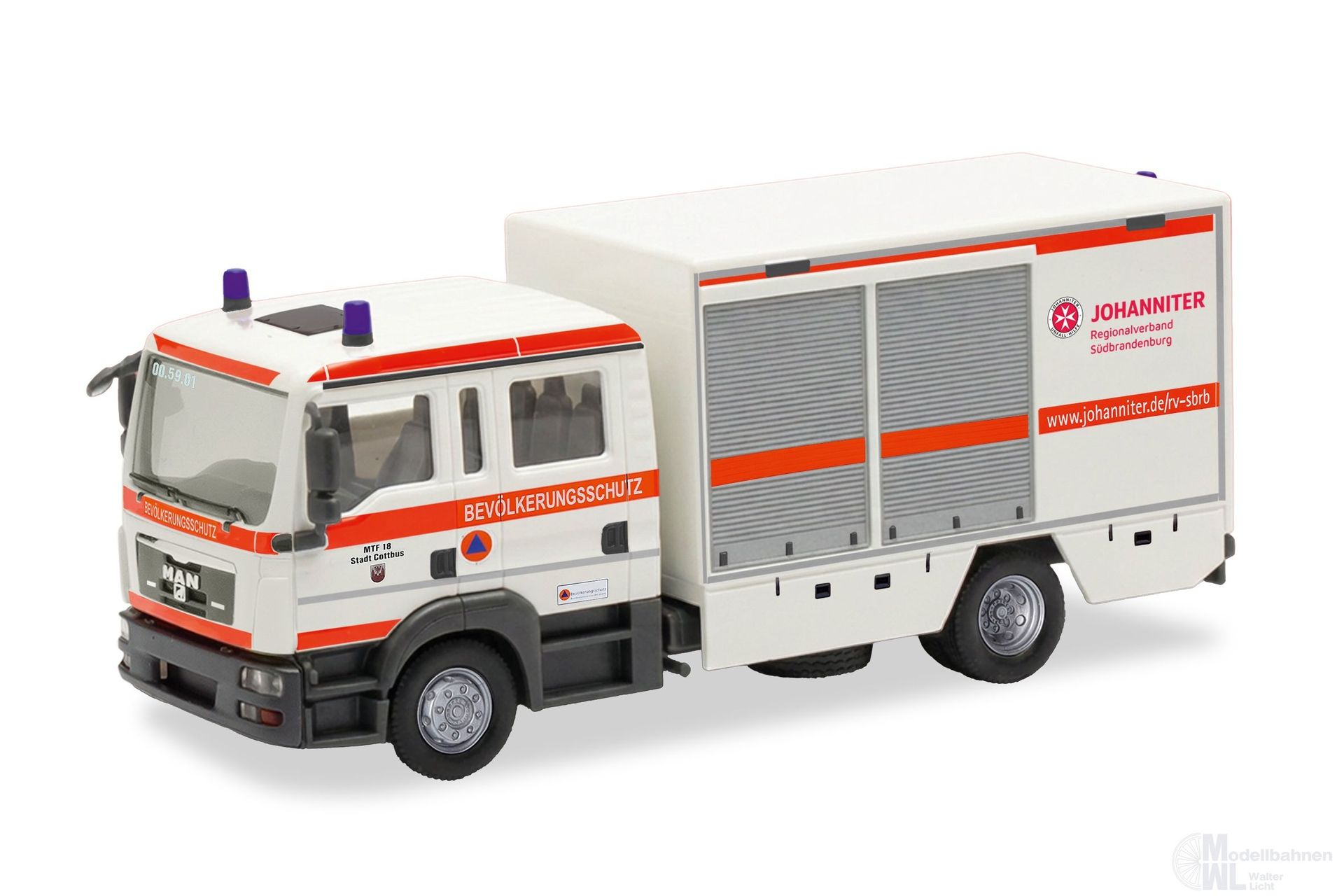 Herpa 099608 - MAN TGL 08 Gerätewagen-SAN Johanniter Cottbus H0 1:87