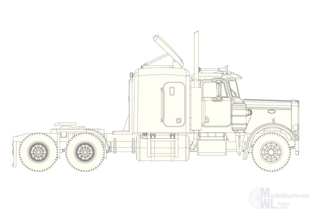 Brekina 10224 - Sortiment zum Bau einer Peterbilt 359 Zugmaschine weiß H0 1:87