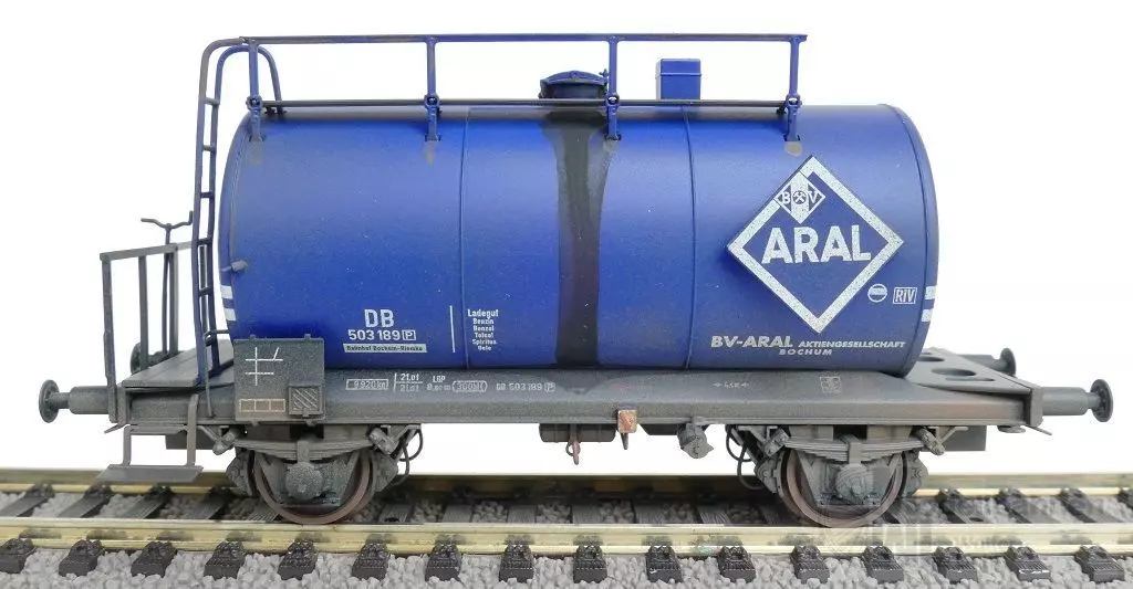 Exact Train 22051 - Kesselwagen DB Ep.III ARAL blau Nr.503 189 gealtert H0/GL