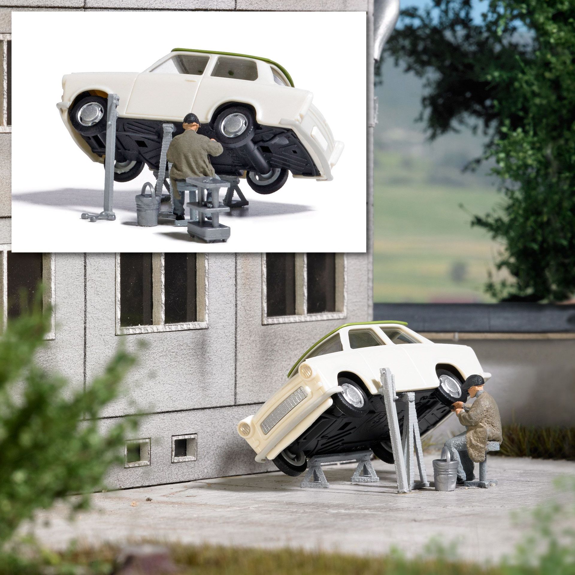 Busch 7938 - A-Set: Hebevorricht.Trabant H0 1:87 Busch 7938 - A-Set: Hebevorricht.Trabant H0 1:87