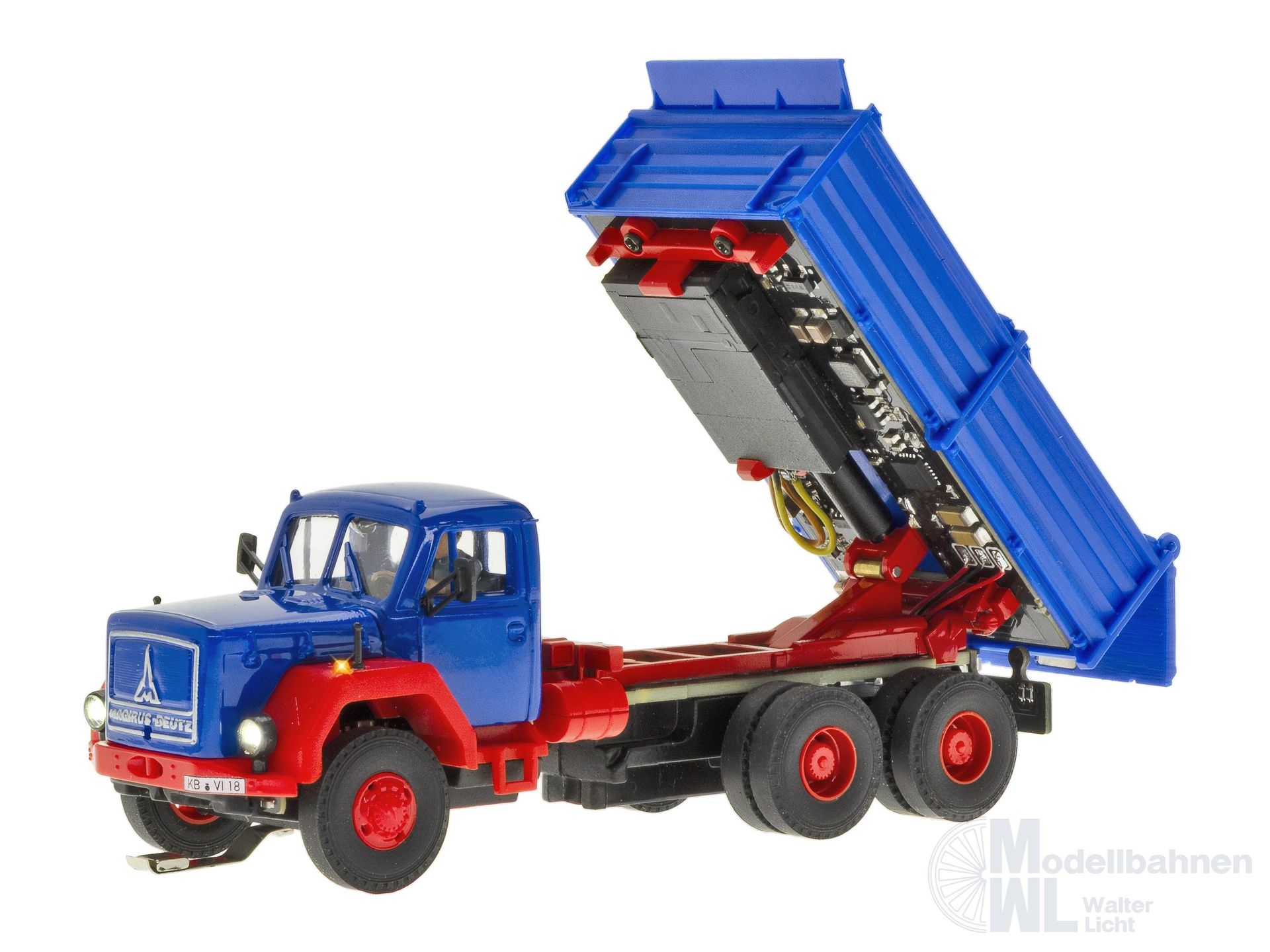 Viessmann 8602 - MAGIRUS DEUTZ 3-achs Eckhauber Kipper motorische Kippfunktion H0 1:87