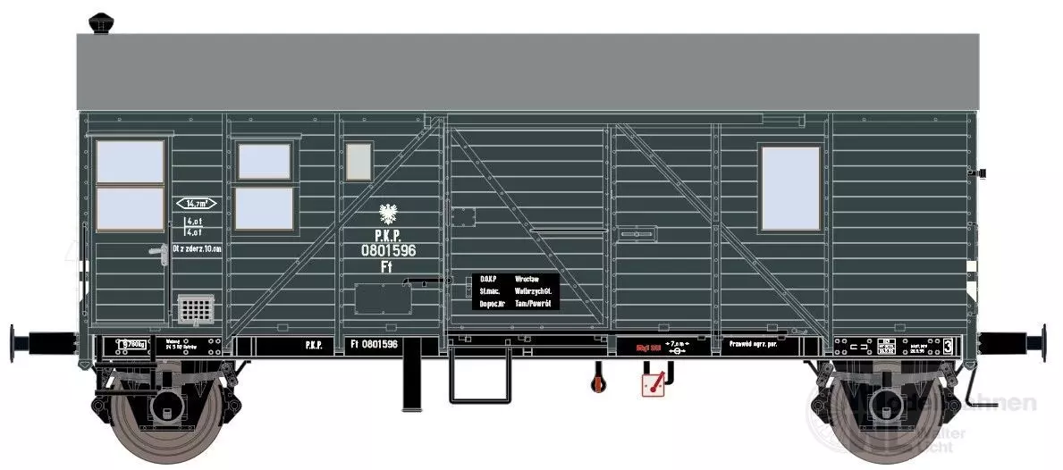 Exact Train 23720 - Gepäckwagen PKP Ep.III Pwgs44 Bremen grau H0/GL