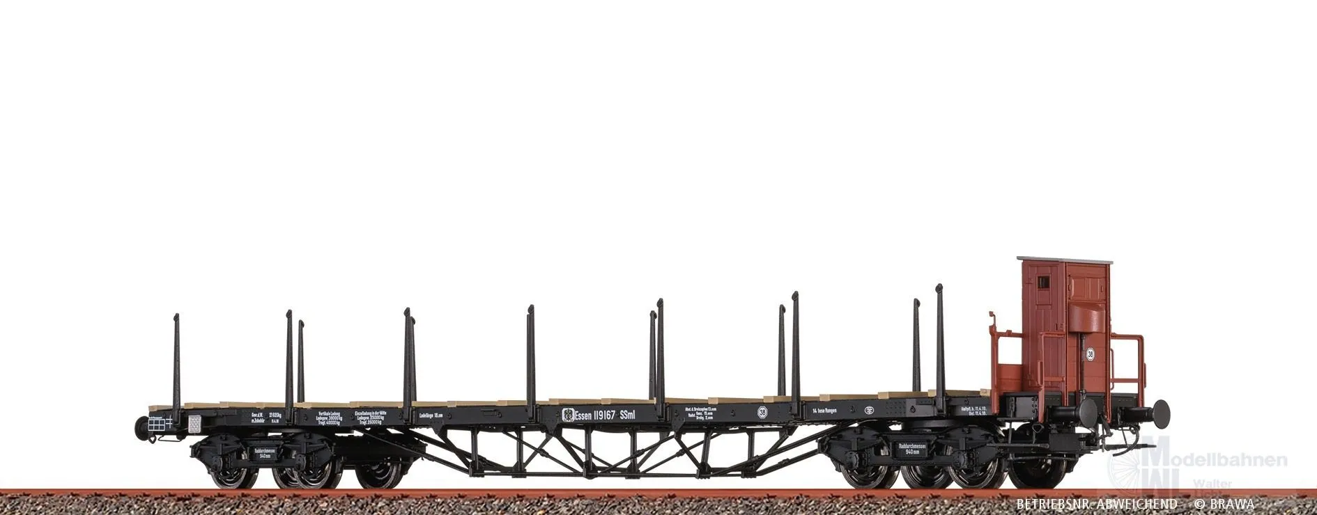 Brawa 51340 - Drehgestellflachwagen K.P.E.V. Ep.I SSlm H0/GL