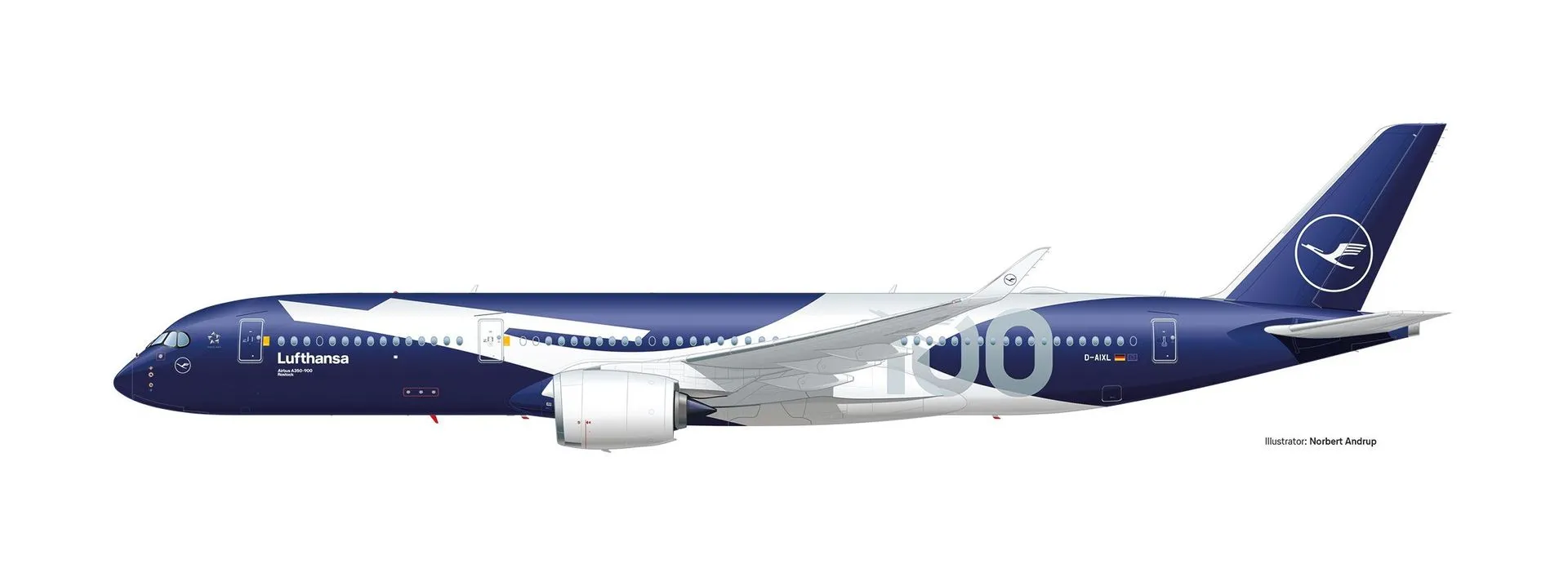 Herpa 573993 - Airbus A350-900 Lufthansa 100 Jahre 1:200