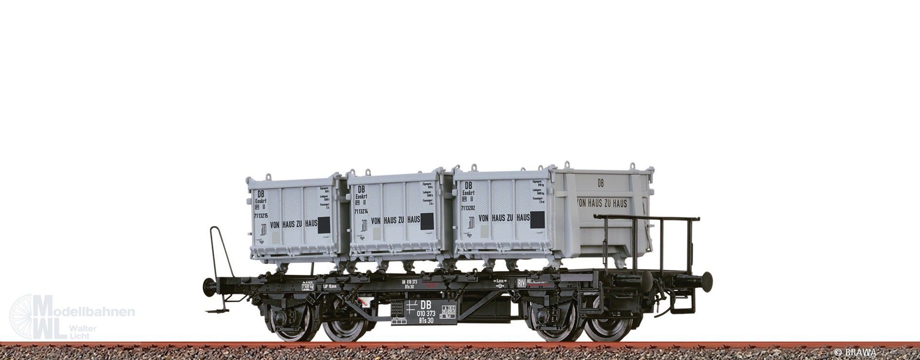 Brawa 50910 - Behältertragwagen DB Ep.III BTs30 von Haus zu Haus H0/GL Brawa 50910 - Behältertragwagen DB Ep.III BTs30 von Haus zu Haus H0/GL