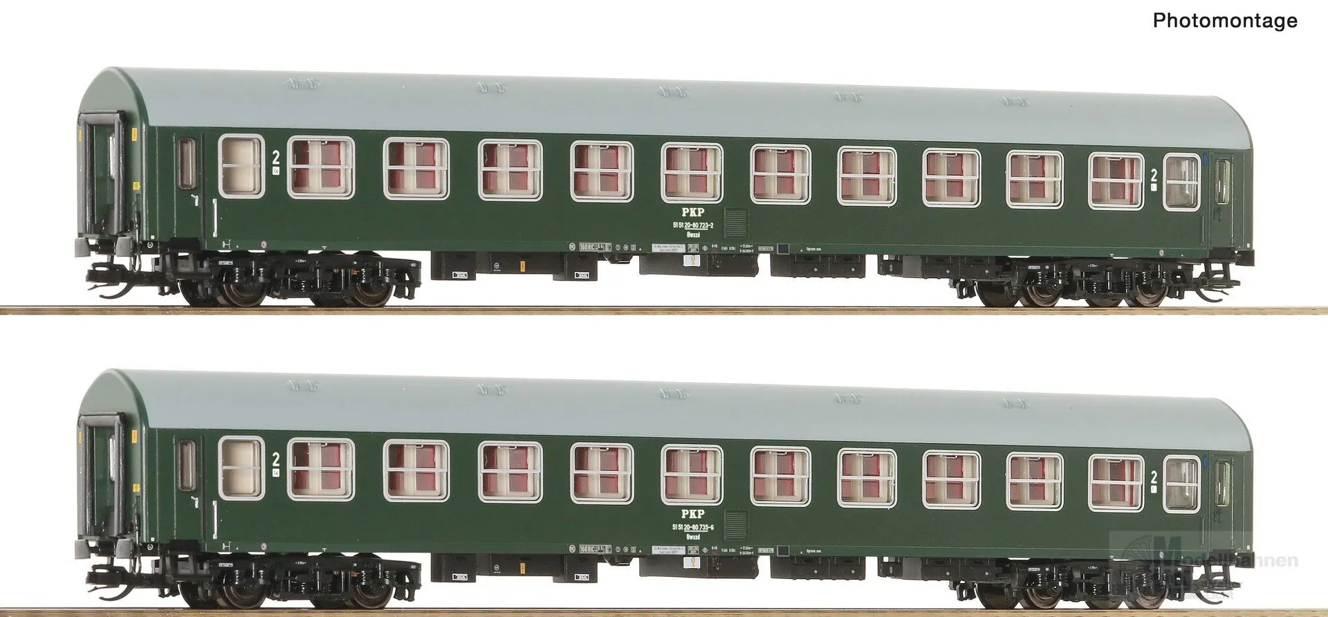 Roco 6280043 - Personenwagen Set PKP Ep.IV Y/B 70 2.tlg. TT 1:120