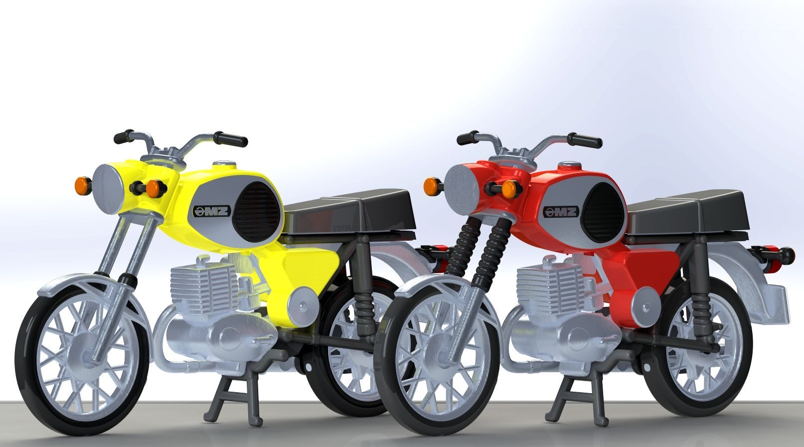 10261-Set_rot_gelb Kres 10261 - Moped MZ TS 250 2 Stück H0 1:87