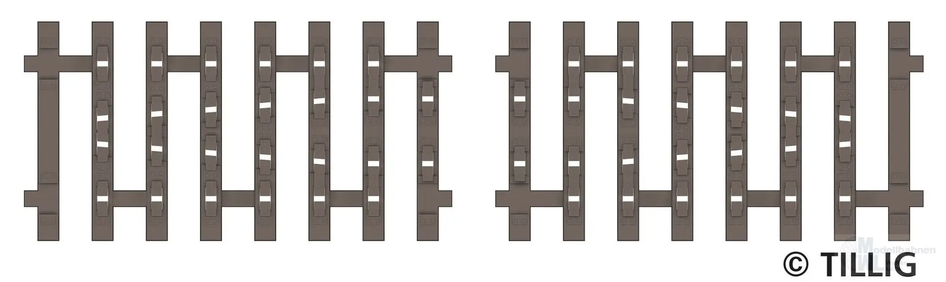 Tillig 83191 - Flex-Schwellenband Zwangsgleis (beidseitig) 2 x 41,5mm Endstück TT 1:120