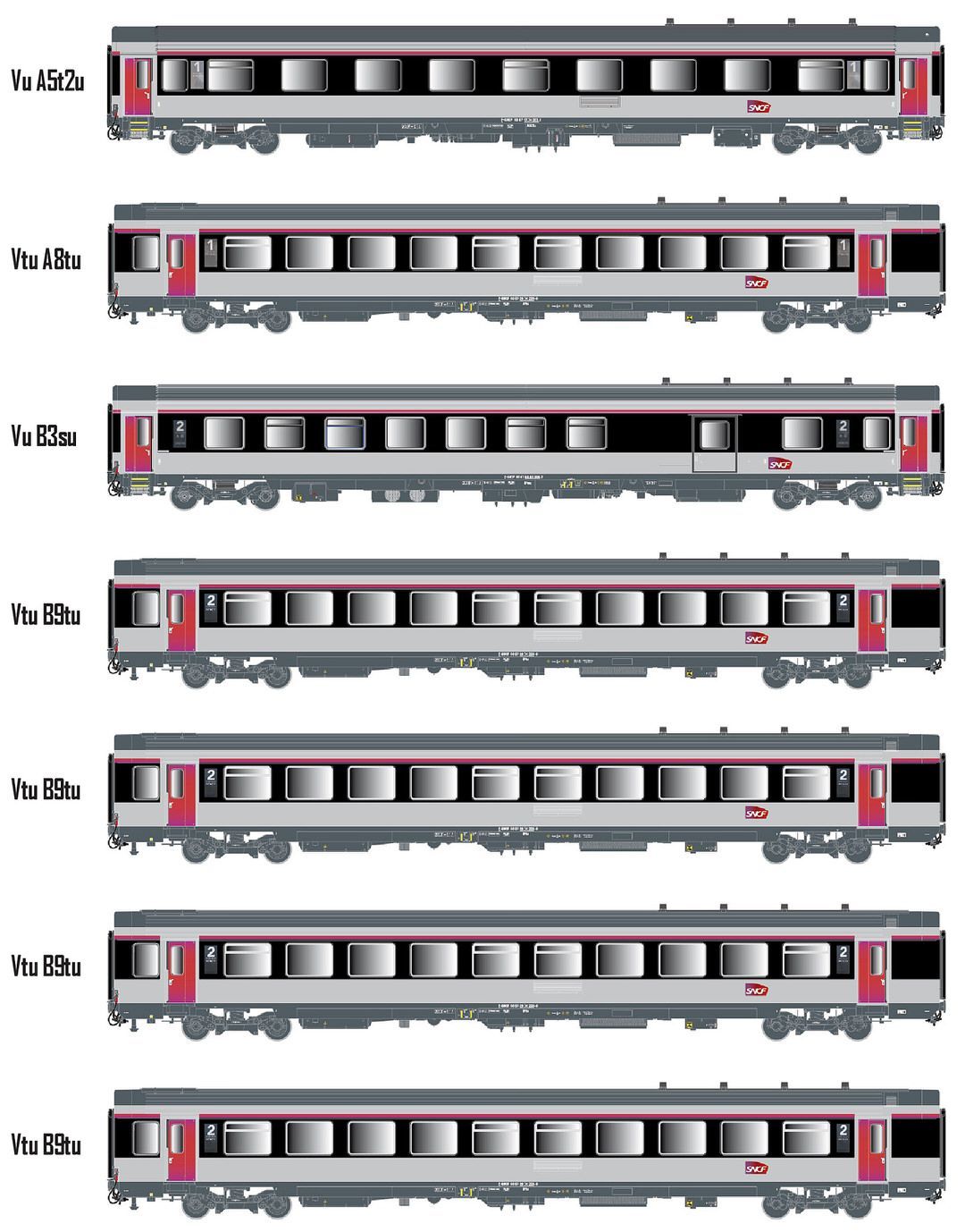 LS Models MW2402 - Personenwagen VTU SNCF Ep.VI TEOZ Innenbel. 7.tlg. H0/GL