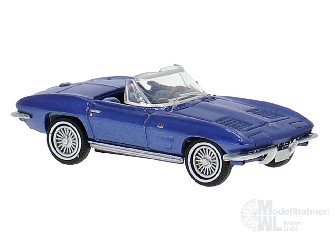 Brekina 18028 - Chevrolet Corvette C2 Cabrio blau metallic offen H0 1:87