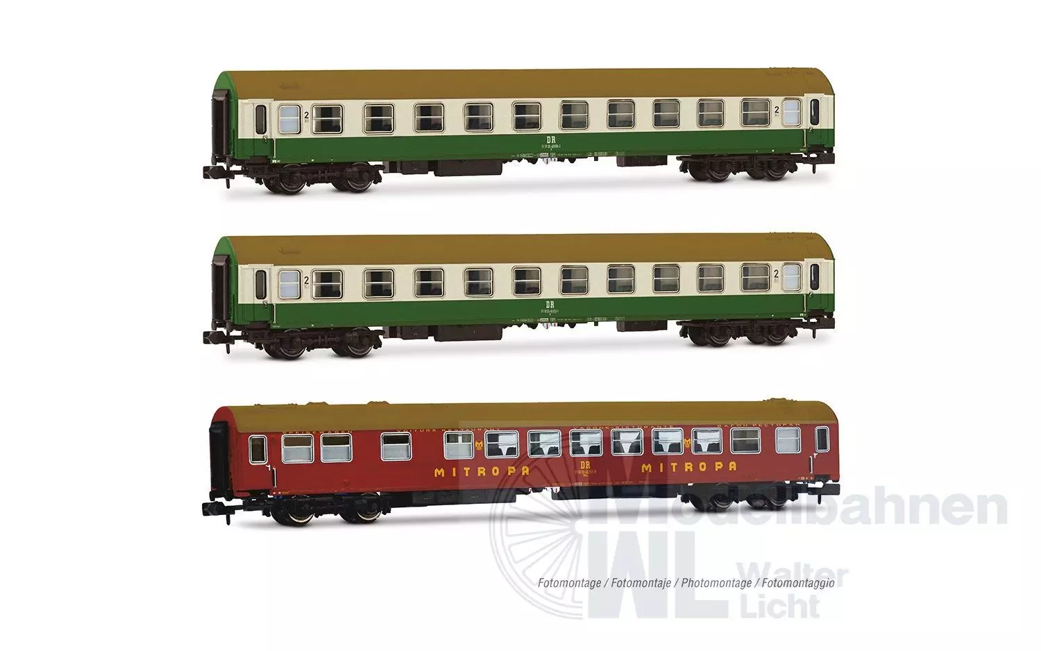 Arnold 4483 - Personenwagen Set DR Ep.IV 3.tlg. OSShD-Wagen Set 2 N 1:160