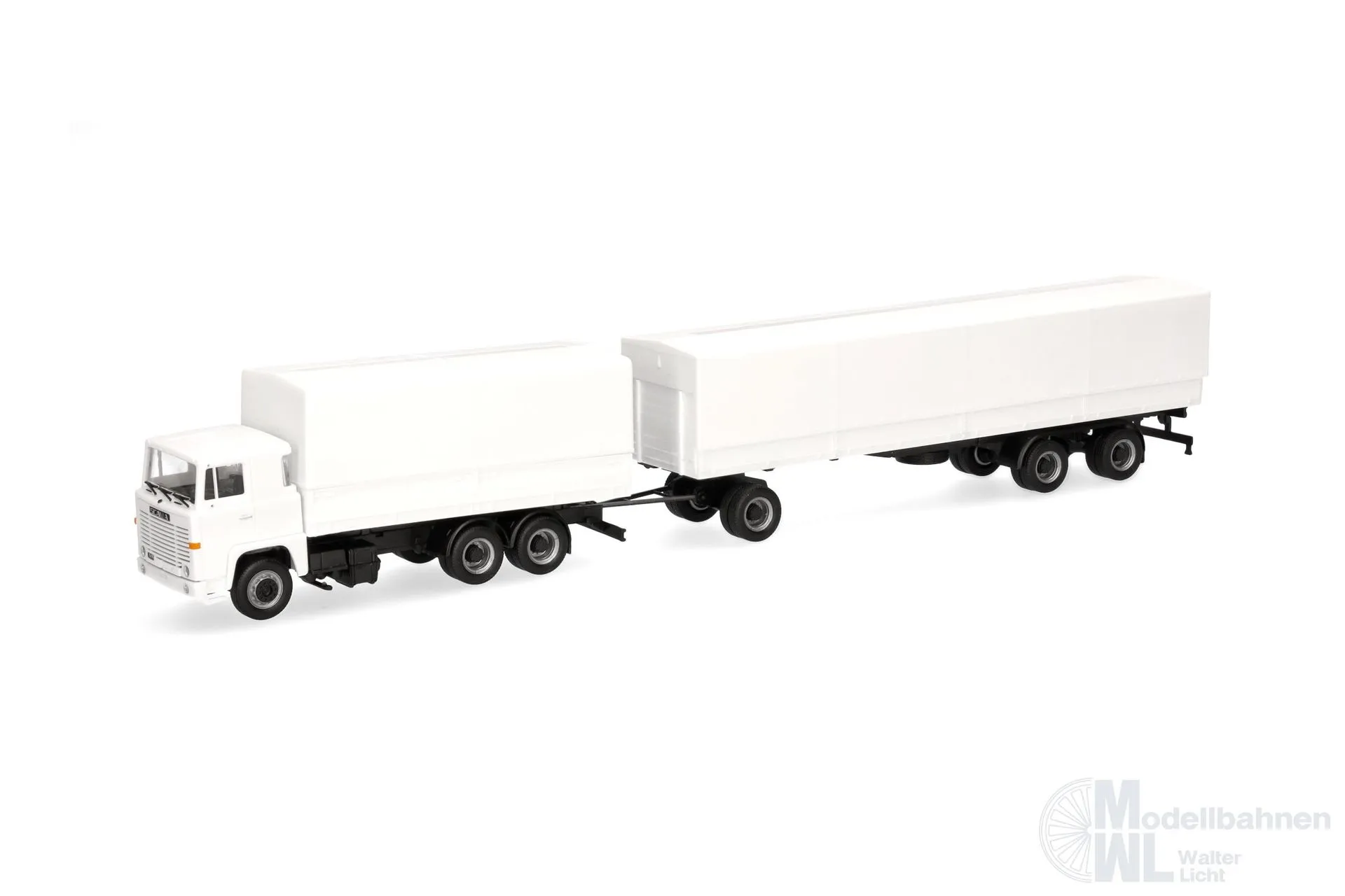 Herpa 320726 - Scania 141 Planen-Hängerzug weiß H0 1:87