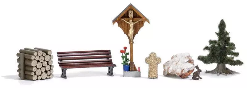 Busch 1148 - Wegkreuz mit Zubehör H0 1:87