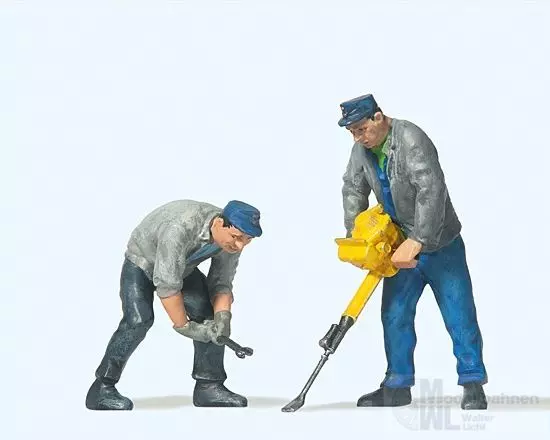 Preiser 45019 - 2 Gleisbauarbeiter mit Gleißt Spur G