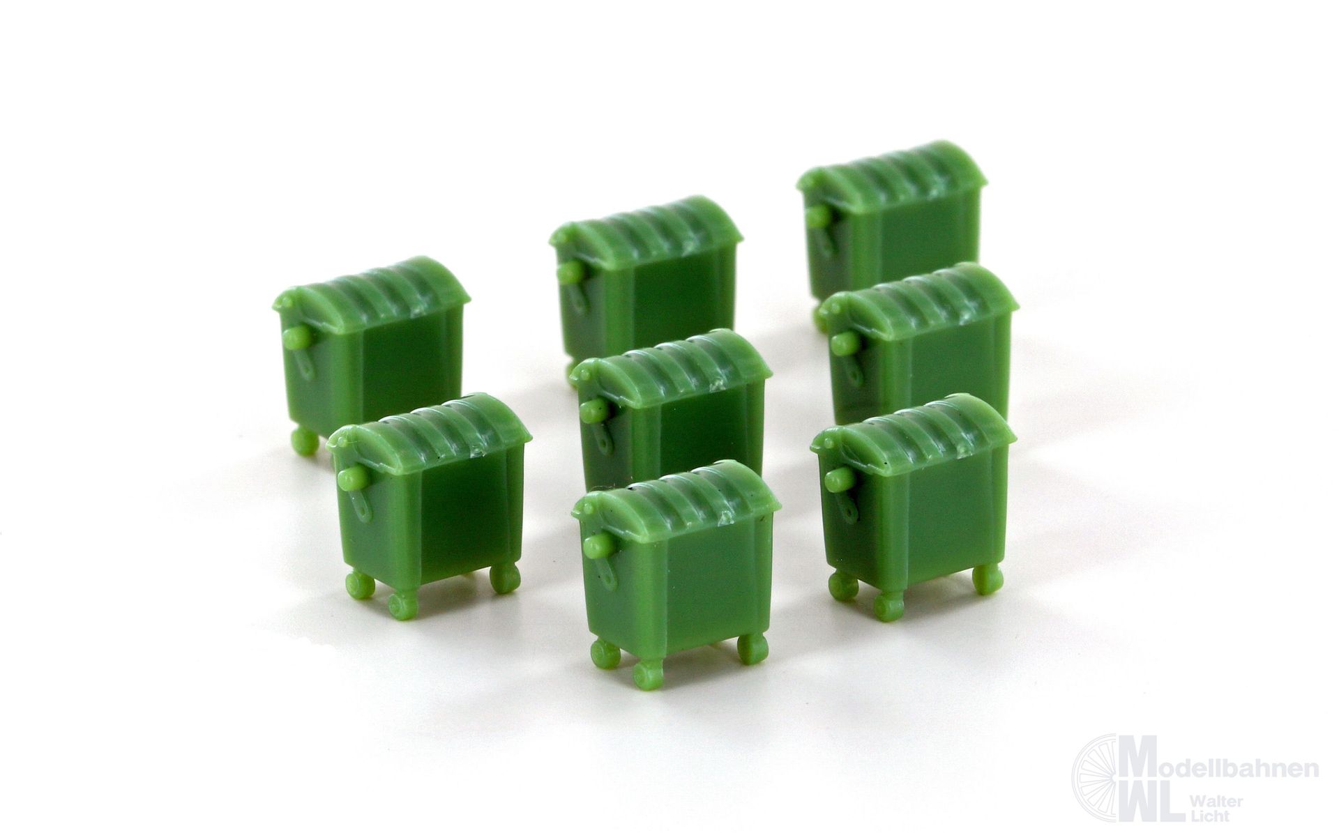 Lemke Minis 46004 - Mülltonnen grün groß 8 Stück N 1:160