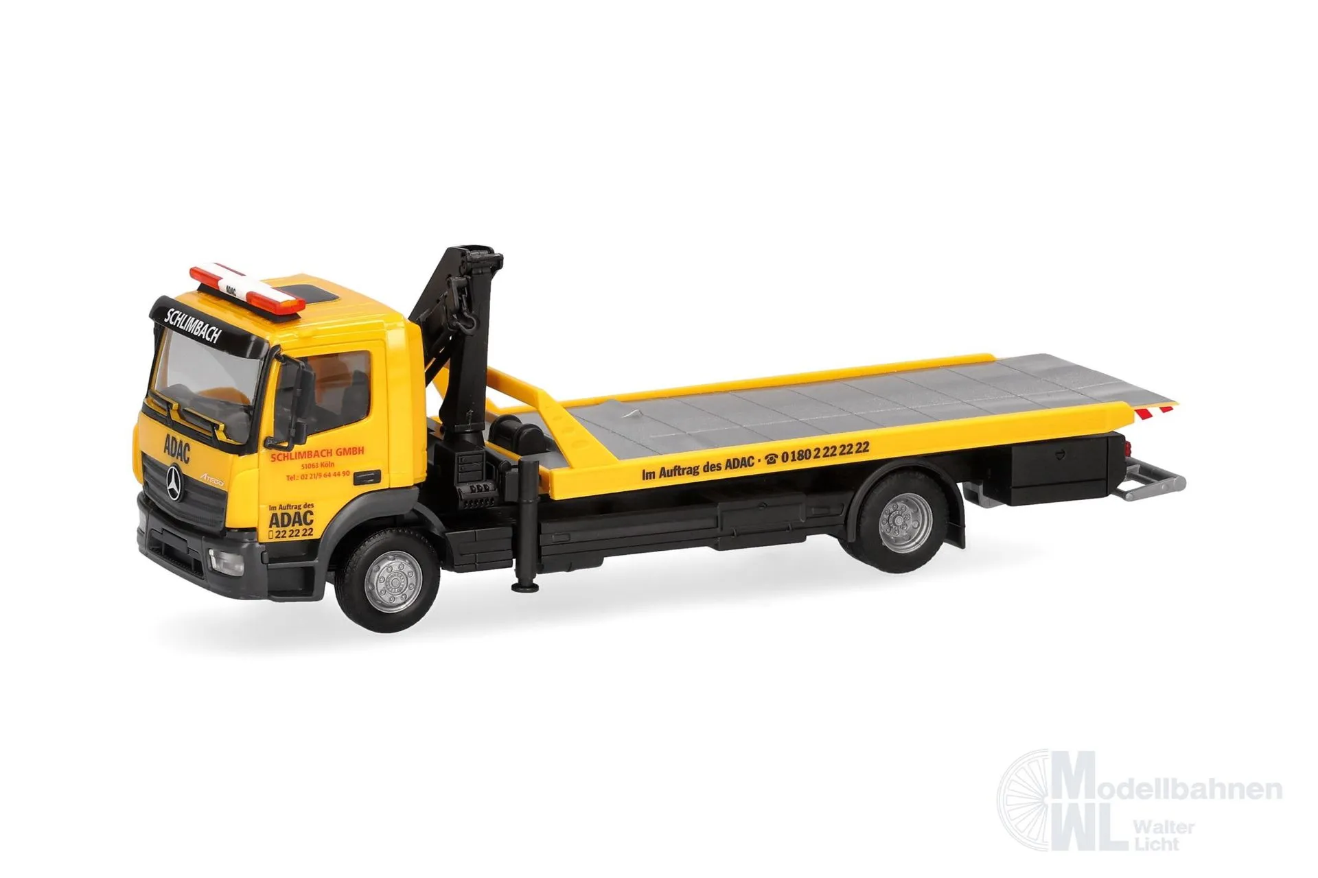 Herpa 321273 - Mercedes-Benz Atego 13 Plateau-Abschlepp-LKW ADAC H0 1:87
