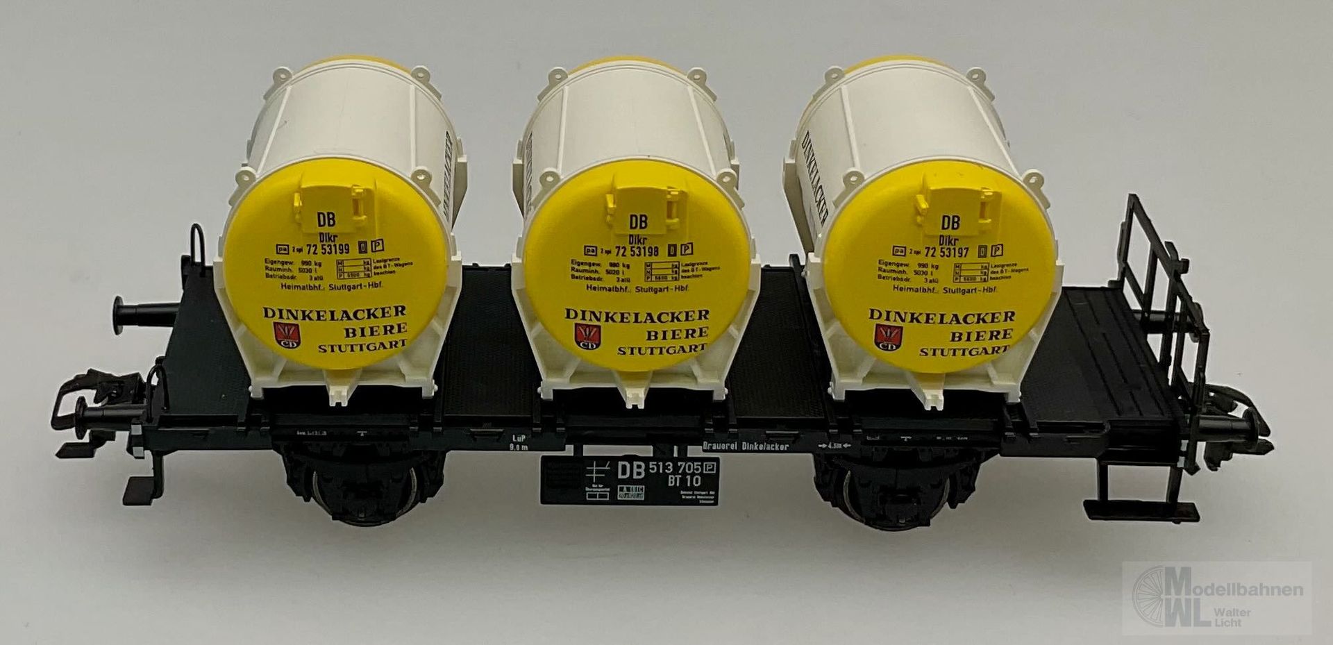 Märklin 29500 - MÄRKLIN - Behältertragwagen DB Ep.III Dinkelacker Biere H0/WS