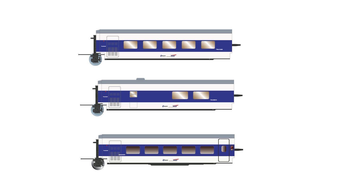 Arnold 4356 - Talgo Schlafwagen-Zug SNCF / RENFE Ep.V 3.tlg. Ergänzung 1 N 1:160