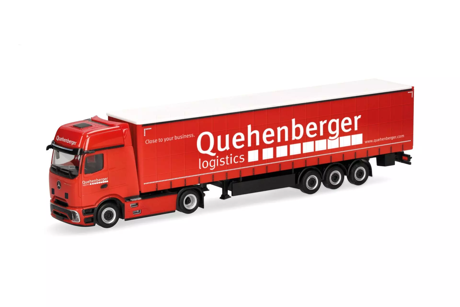 Herpa 321334 - Mercedes-Benz Actros L Gardinenplanen-Sattelzug Quehenberger H0 1:87
