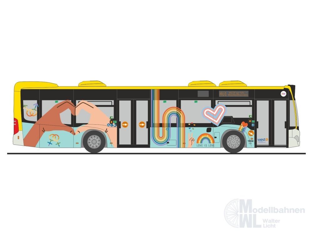 Rietze 73519 - Mercedes-Benz Citaro ´15 WestVerkehr Geilenkirchen- Pride Bus H0 1:87