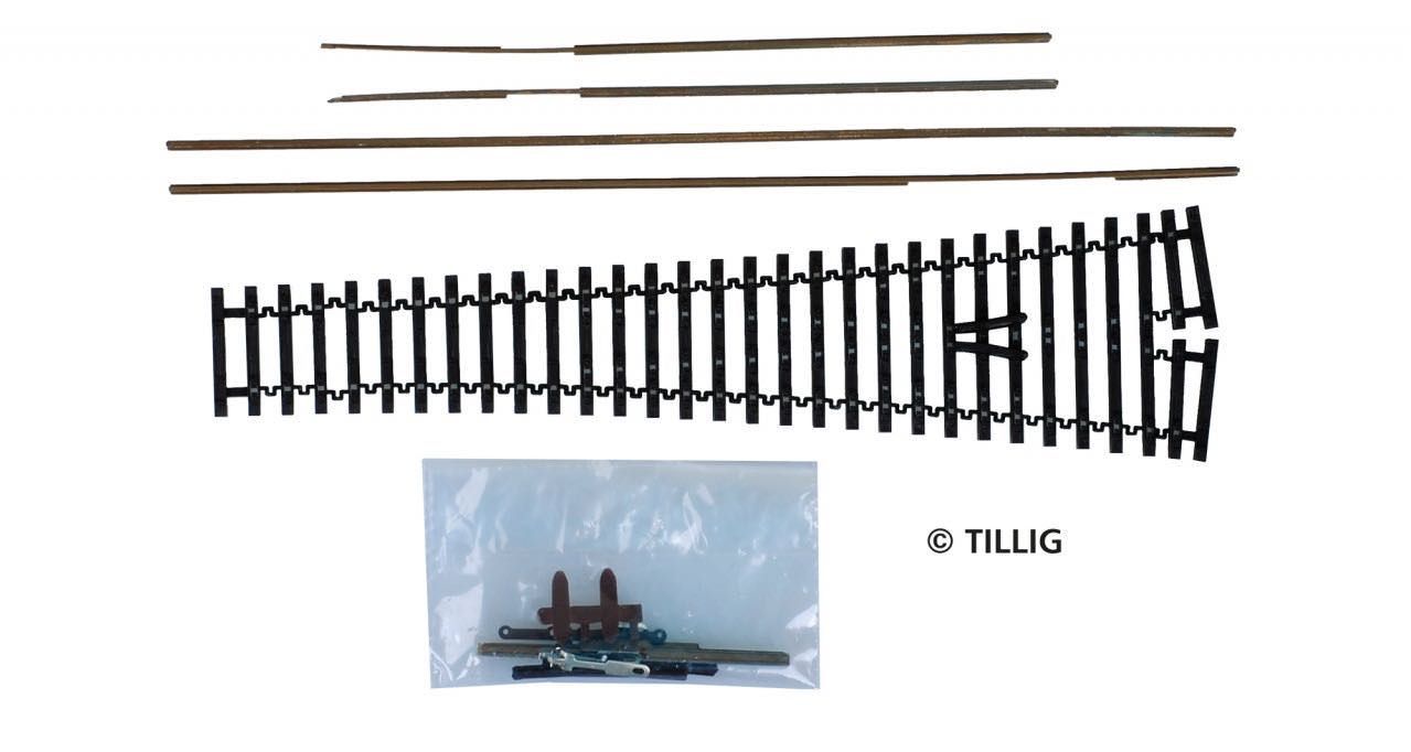 Tillig 83426 - Bogenweiche Flexsteg 15° BAUSATZ brüniert TT 1:120